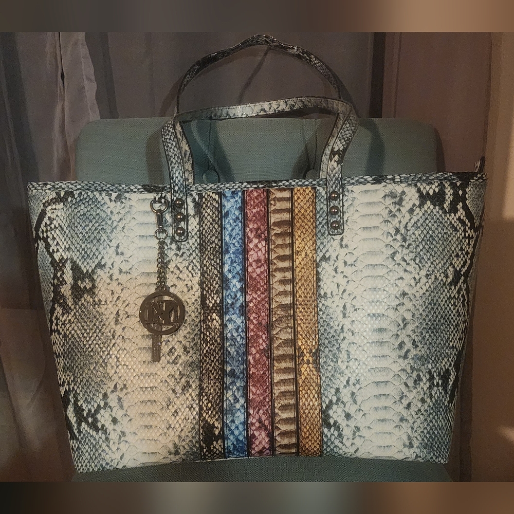 Badgley Mischka Multicolor Snake Print Tote Bag